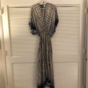 Elegant Navy Blue and White Striped Dress